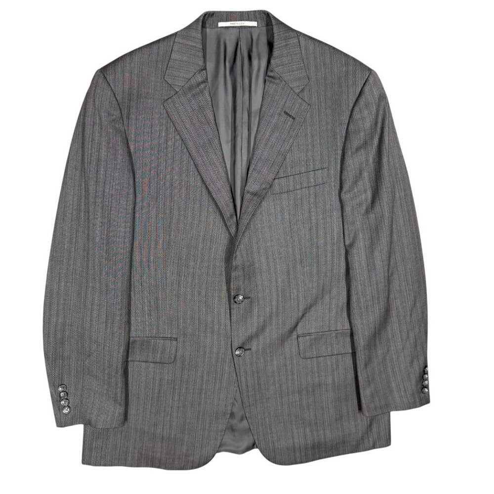 Hickey Freeman Blazer 100% Worsted Wool Grey Made in USA 42L